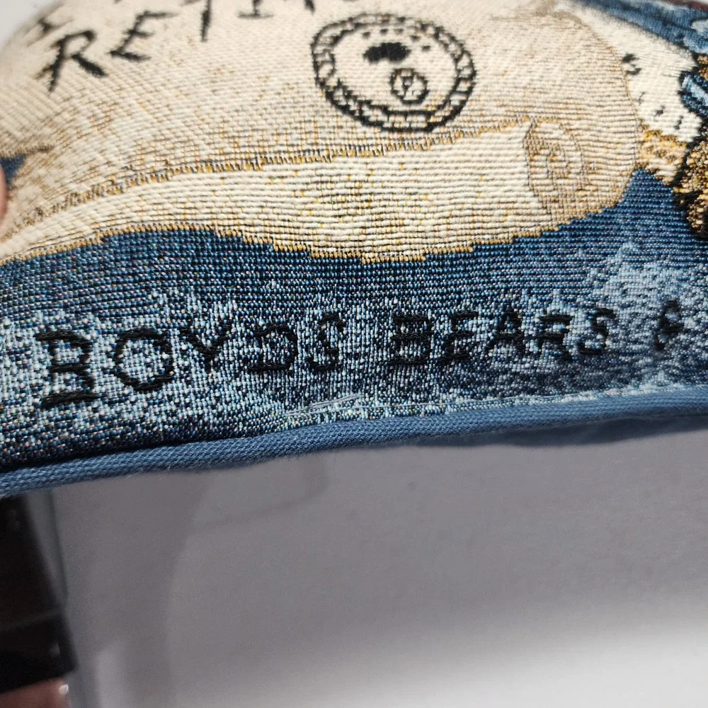VTG Boyds Bears & Friend I Dont Have Time Im Retired Tapestry Accent Pillow Blue